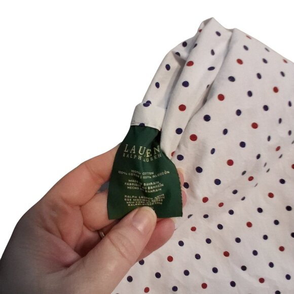 Ralph Lauren sheets Full Sized flat fitted 1 case white red blu polka dot cotton - Picture 2 of 3